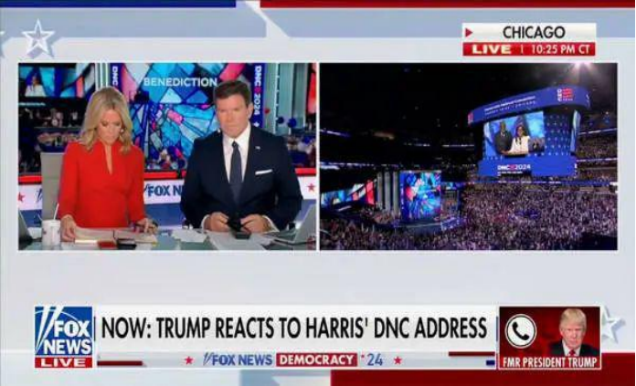 Trump interrupts live show to criticize Harris